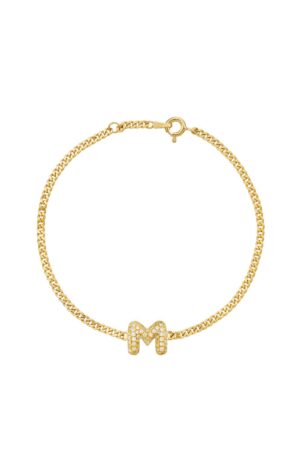 Baby Bubble Diamond Initial Chain Bracelet