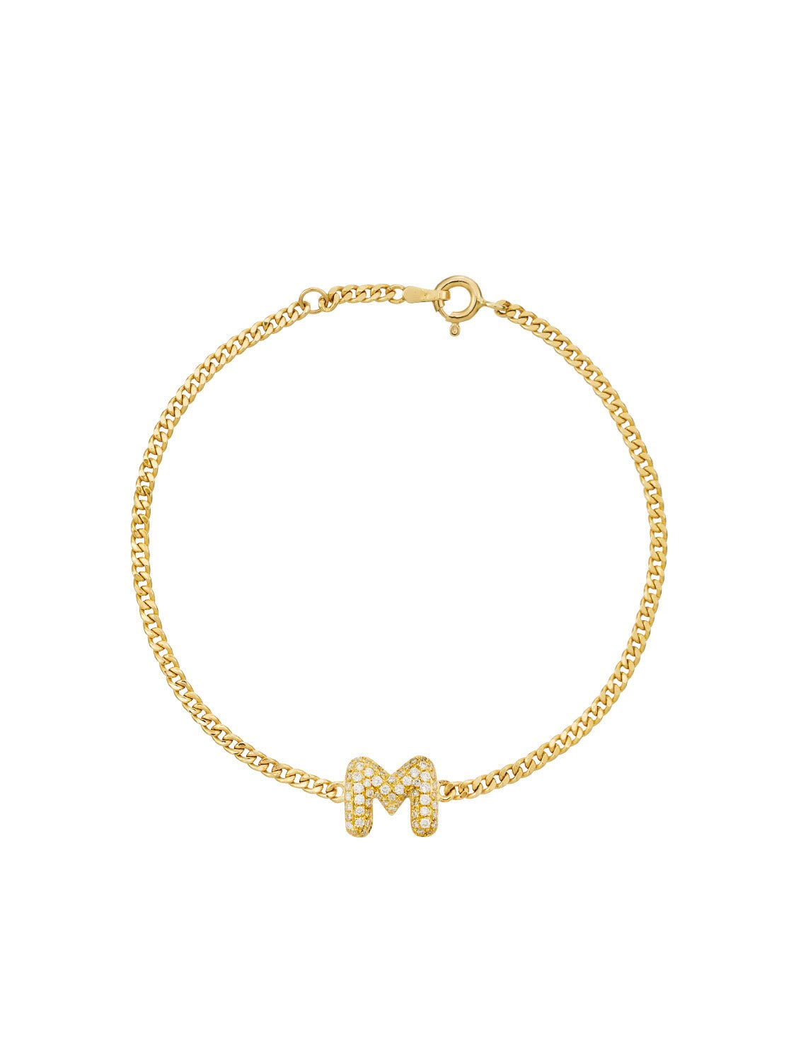 Baby Bubble Diamond Initial Chain Bracelet