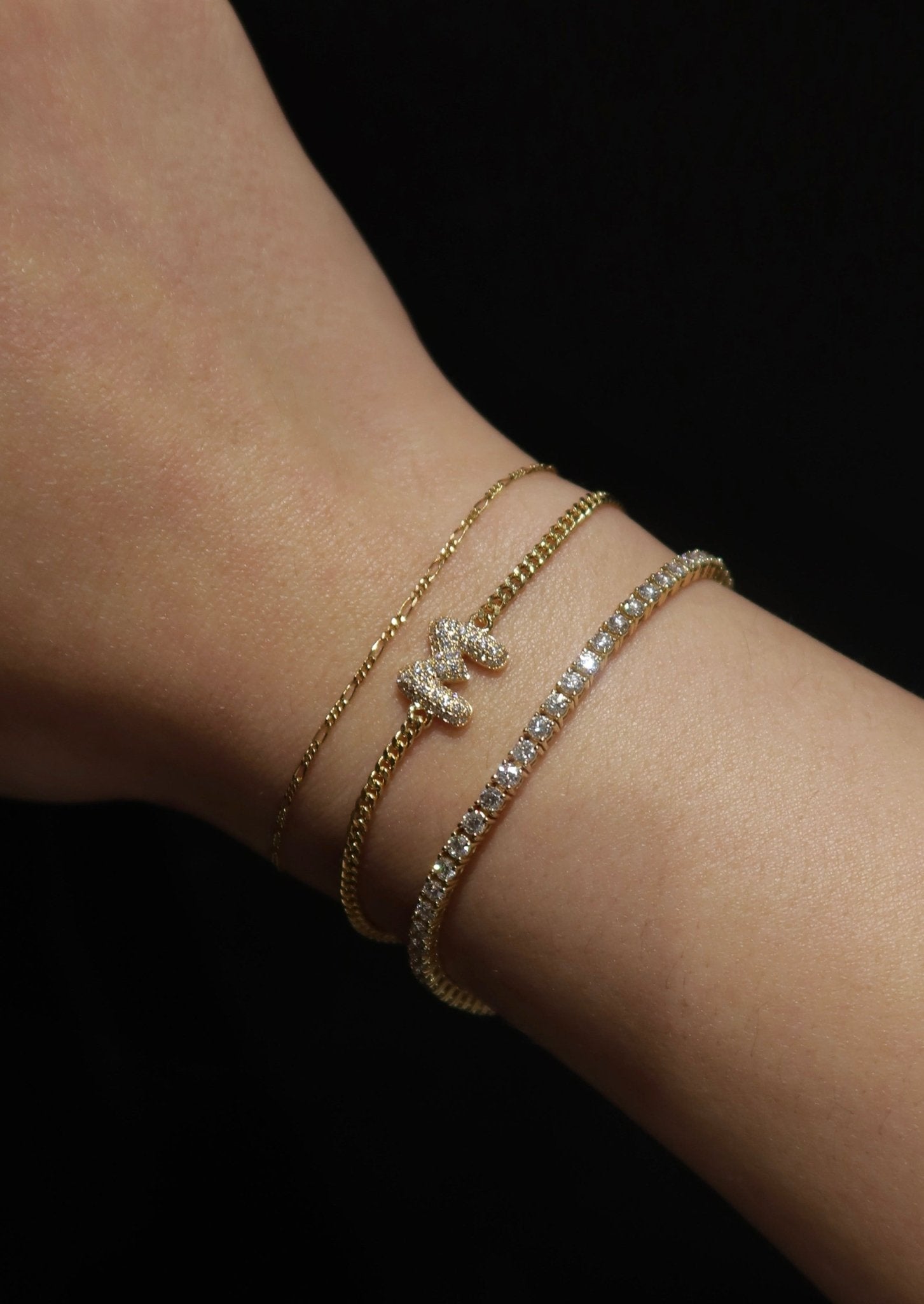 Baby Bubble Diamond Initial Chain Bracelet - Image 2