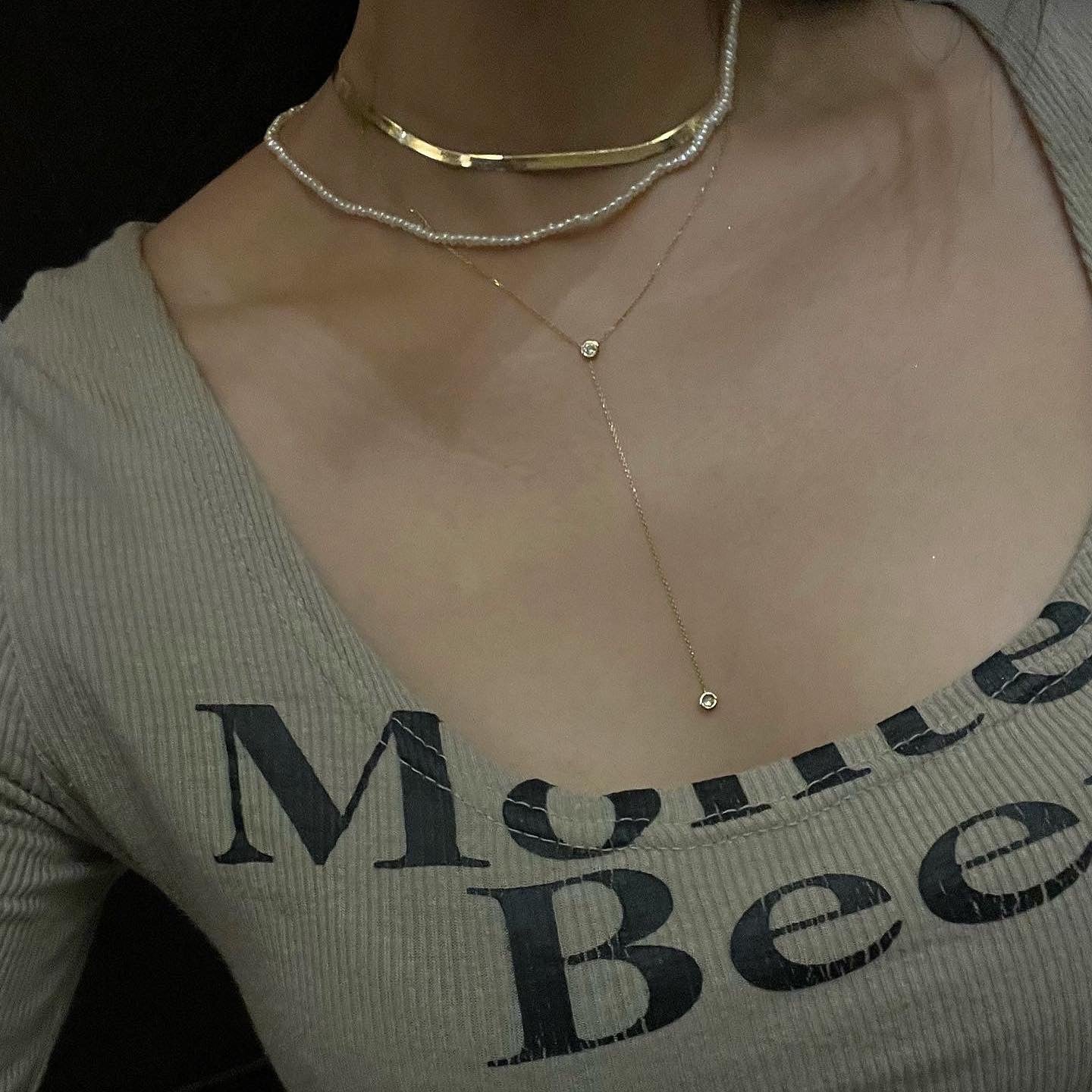 Diamond Y Chain Necklace - Image 2