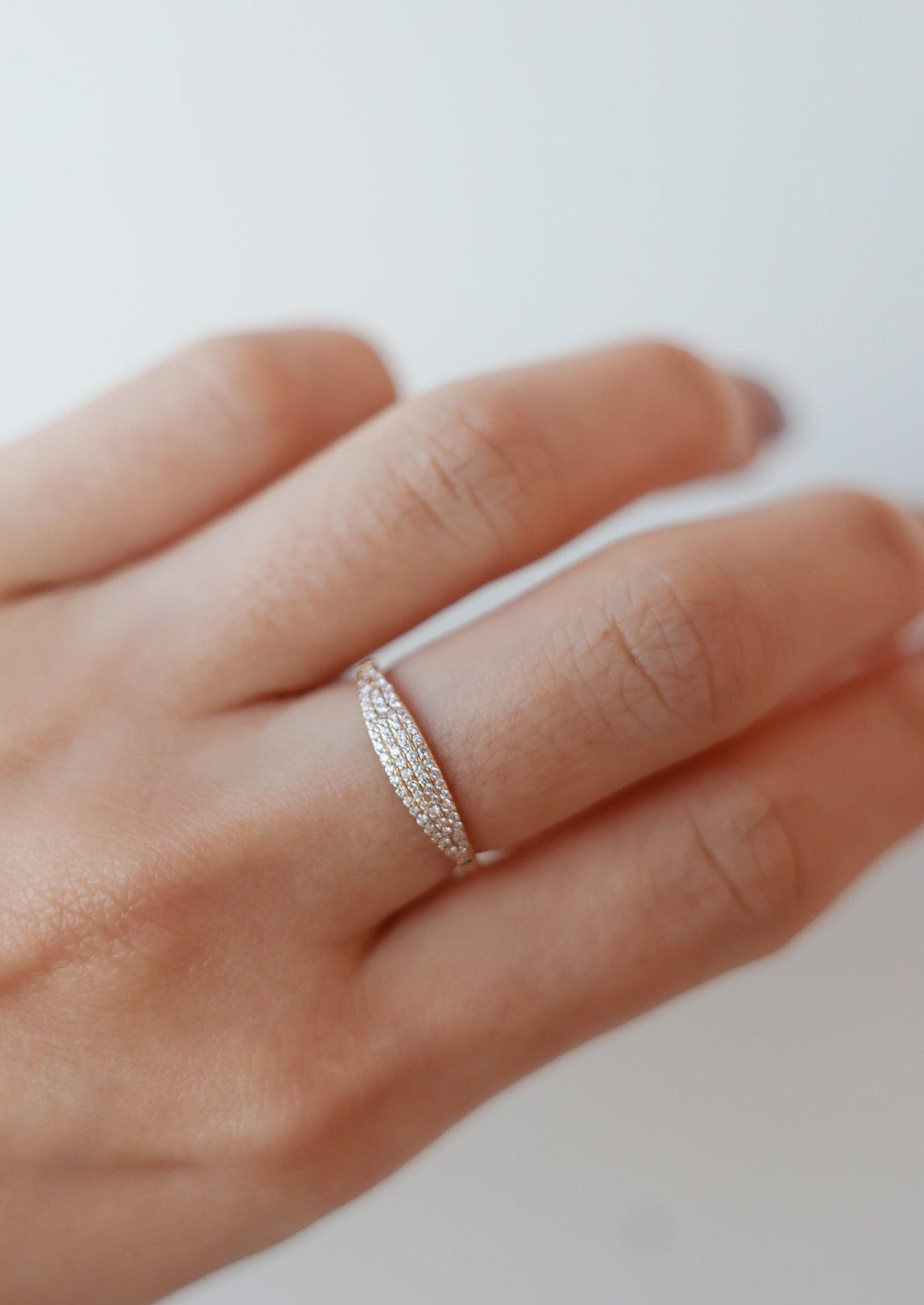 Pavé Diamond Lank Signet Ring - Image 2